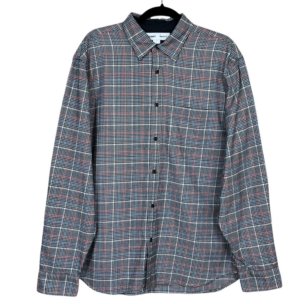 Old Navy Flannel Button Front Shirt Plaid Mens Large